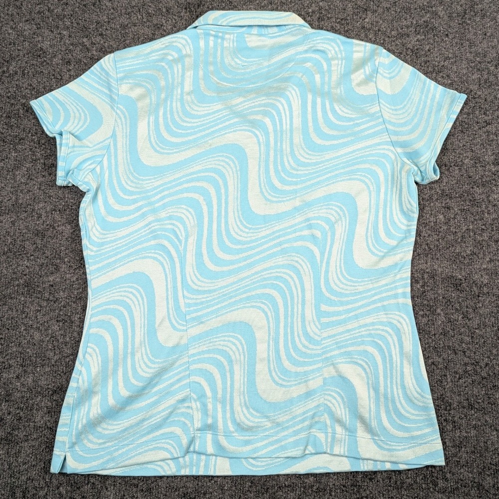 Nike Golf Womens L Blue White Wavy Swirl Psychedelic Short Sleeve Polo Shirt - Picture 4 of 14